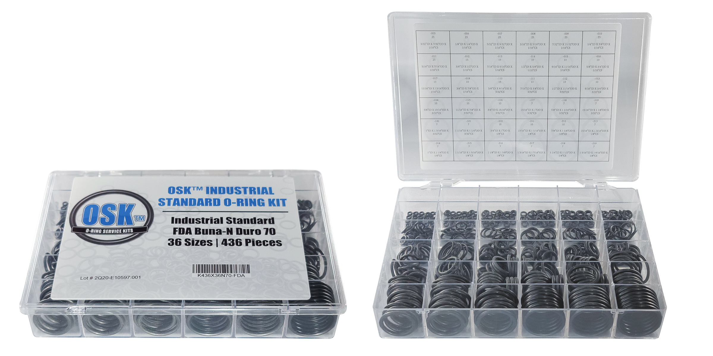 Ultra Deluxe OSK™ Metric O-Ring Kit 500 Piece 36 Sizes Assortment Small Sizes 