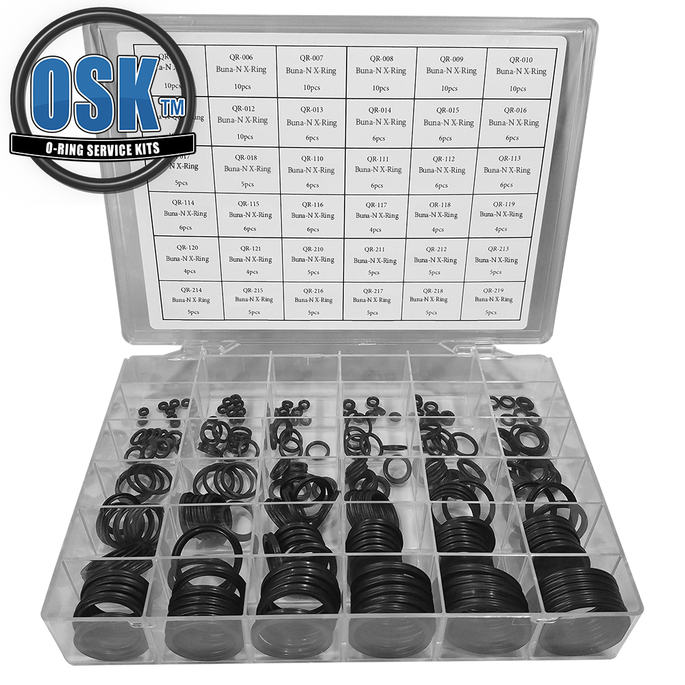 OSK™ Industrial X-Ring Kit Fluorocarbon FKM 75 Duro 226-Pieces 36-Sizes