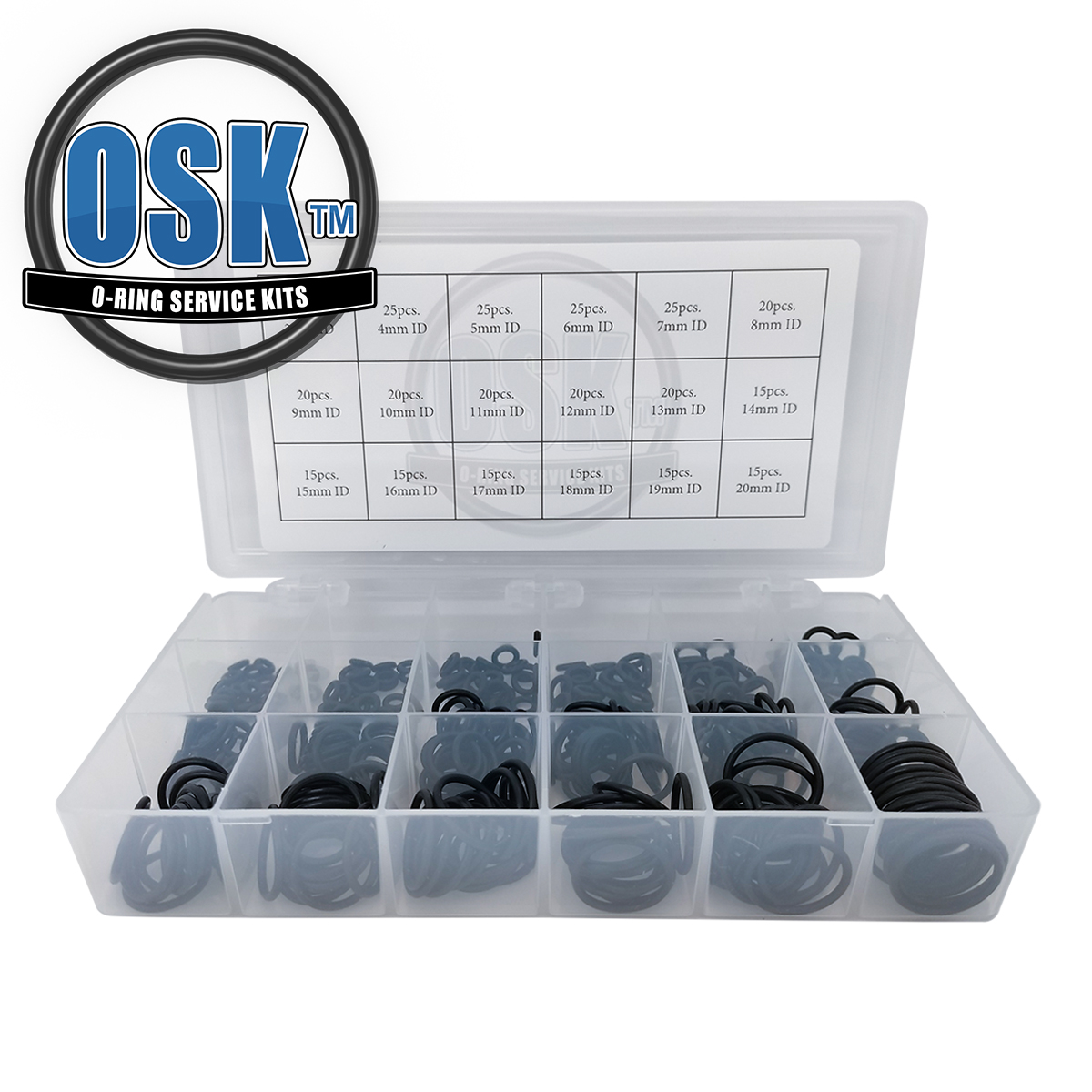 (image for) OSK™ Metric O-Ring Kit 350pc 18 Sizes 3mm-20mm ID X 2mm Cross Section