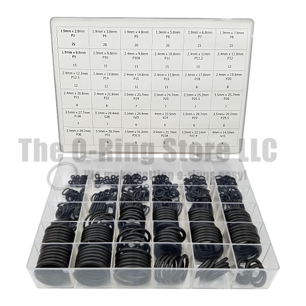Buna-N Black Japanese Metric O-Ring Kit Pack of 391 Pieces 90A Durometer 30-Sizes